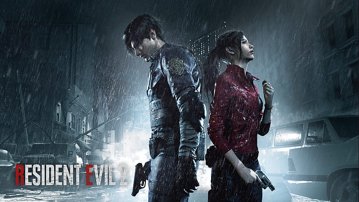 Resident Evil 2, video games, games art, Leon Kennedy, Claire Redfield, HD wallpaper