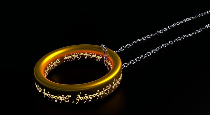 The One Ring, gold-colored ring pendant, Movies, The Hobbit, lotr
