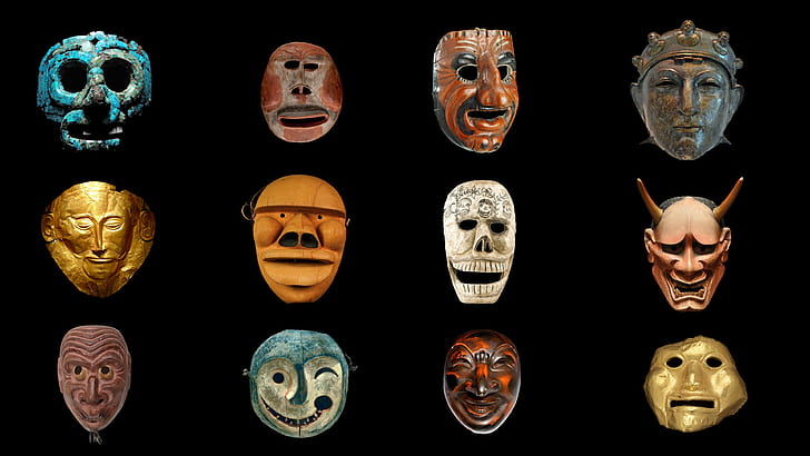 mask, historic, museum, culture, kabuki, Aztec, Roman, Japan
