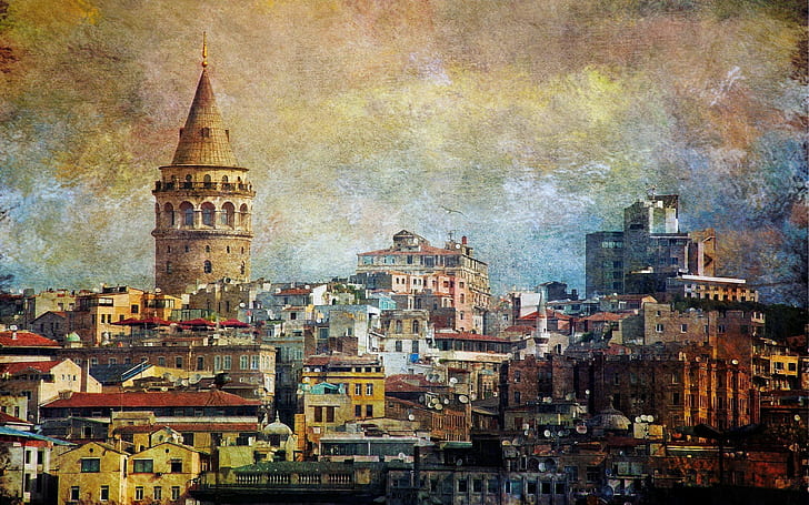 1920x1200 px Galata Galata Kulesi Istanbul turkey Abstract Textures HD Art
