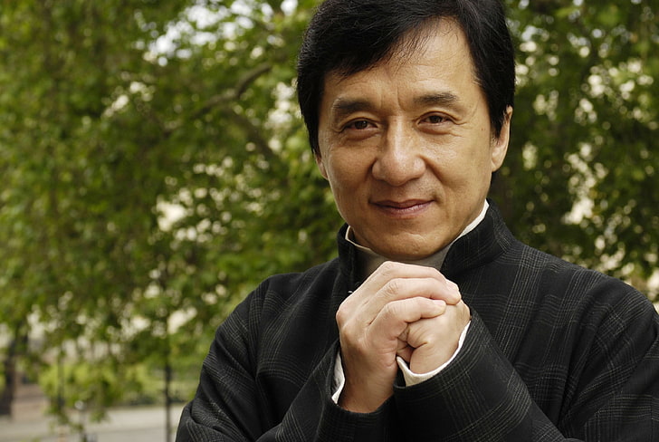 jackie chan 4k image for, portrait, looking at camera, adult
