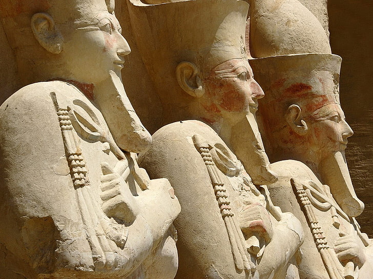 Luxor, Gods of Egypt, art and craft, sculpture, statue, human representation, HD wallpaper