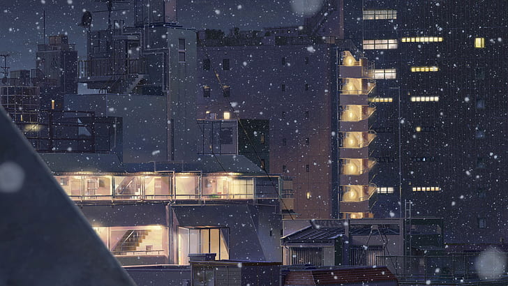 building, Kimi no Na Wa, Your Name, landscape, snow, cityscape, HD wallpaper