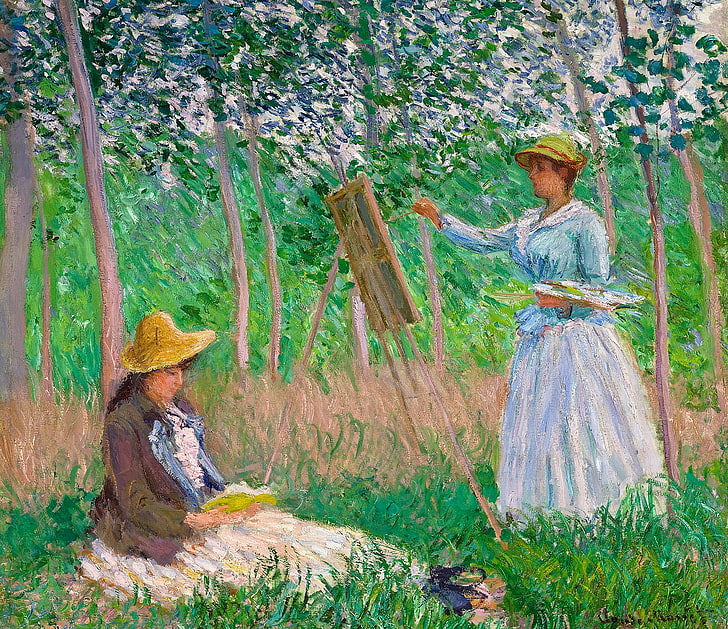 picture, Claude Monet, genre, In The Woods At Giverny. Blanche and Suzanne aside, HD wallpaper