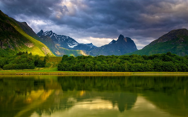 nature, mountains, landscape, trees, reflection, exotic