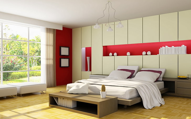 white bed mattress, vase, design, food, yellow, windows, interior, HD wallpaper