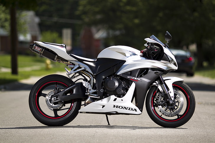 white and black Honda CBR sport bike, shadow, motorcycle, cbr600rr, HD wallpaper