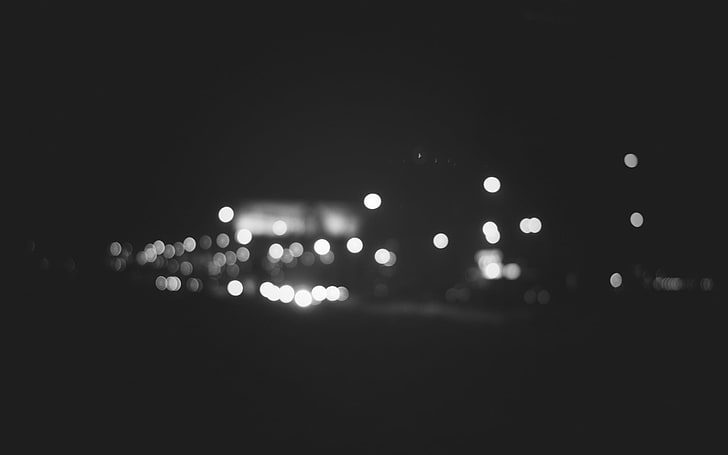 blurred, photography, bokeh, monochrome, illuminated, night, HD wallpaper