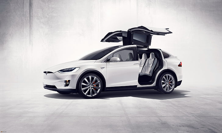 Tesla model x, suv, 2016, white, electric cars, HD wallpaper