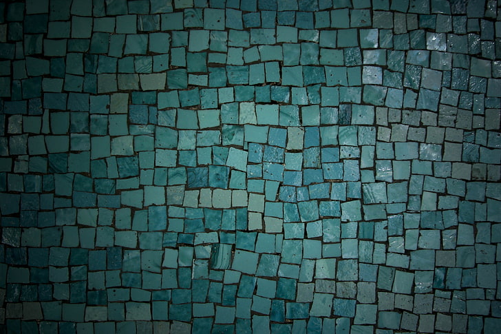 teal concrete bricks, blue, texture, backgrounds, full frame, HD wallpaper
