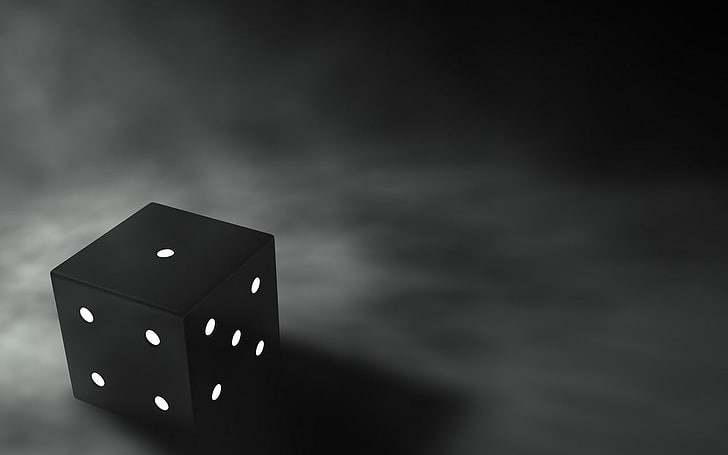 black die, dice, simple background, monochrome, leisure games