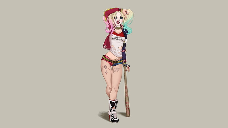 Harley Quinn wallpaper, Comics, Baseball Bat, Belt, Blonde, Boots