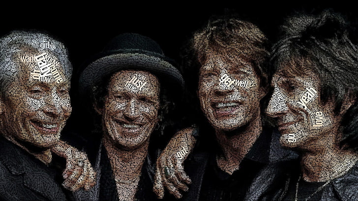 Rolling Stones member, Mick Jagger, Keith Richards, typographic portraits