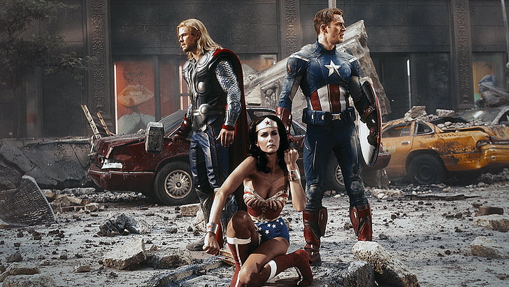 superhero, DC Comics, Wonder Woman, Thor, Captain America, The Avengers, HD wallpaper