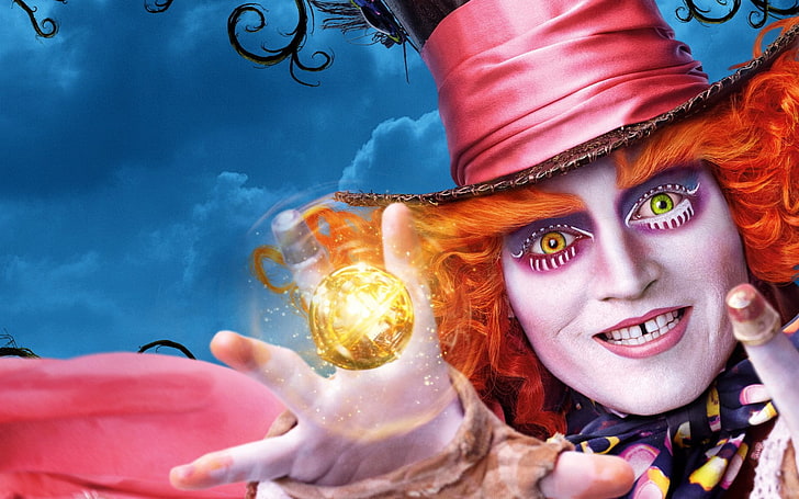 Clown wallpaper, alice through the looking glass, 2016, johnny depp