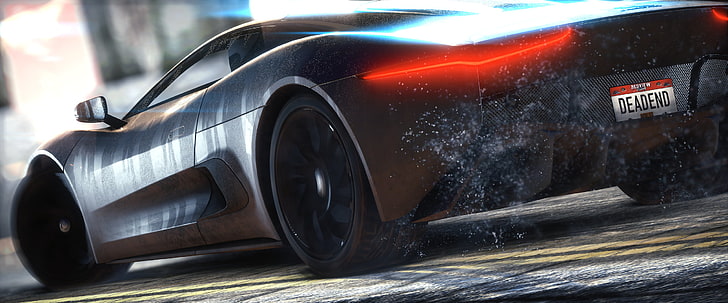 black sports car, Need for Speed: Rivals, motor vehicle, transportation, HD wallpaper
