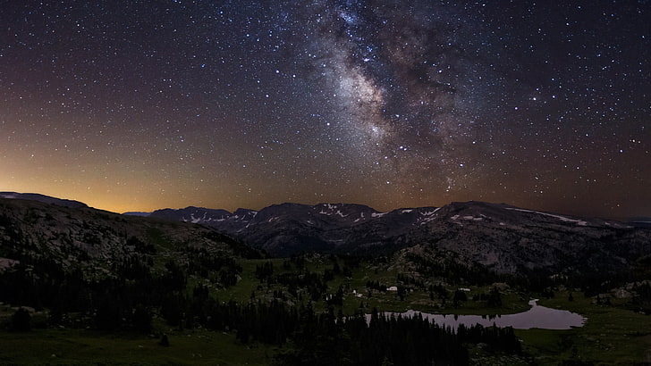 starry night, landscape, Milky Way, stars, star - space, astronomy, HD wallpaper