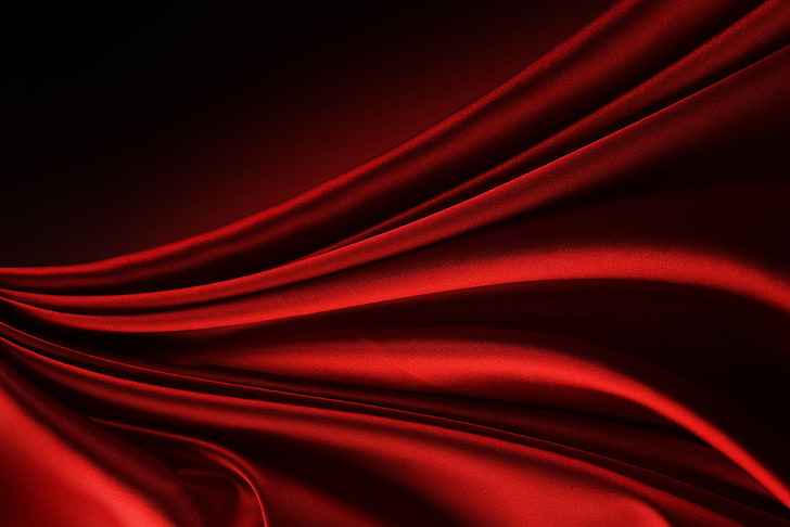 red wave digital wallpaper, curves, fabric, folds, curtain, textile, HD wallpaper