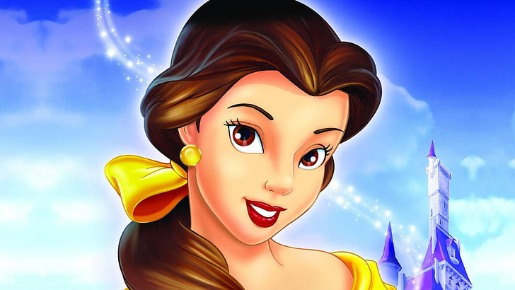 Disney Princess Belle, cartoon, 2560x1440