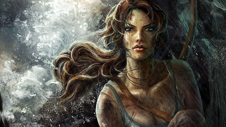 Lara Croft digital wallpaper, Tomb Raider, artwork, video games