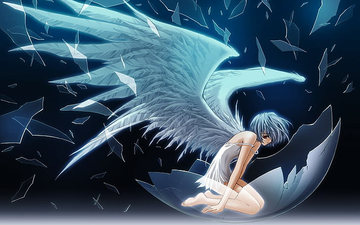 Anime woman red hair angel wings blue eyes on Craiyon-demhanvico.com.vn