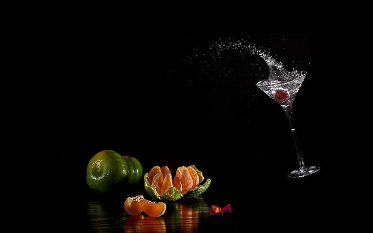 Vodka Cocktail, cocktail glass, lime, drink, static nature, background, HD wallpaper
