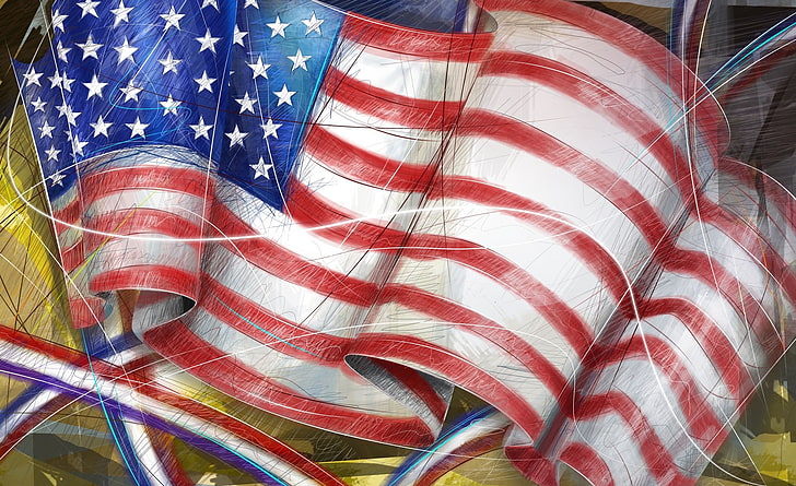 American Flag, Independence Day, flag of USA painting, Holidays, HD wallpaper