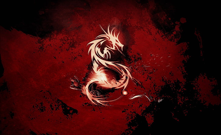 Mortal Kombat Logo, dragon digital wallpaper, Games, red, no people