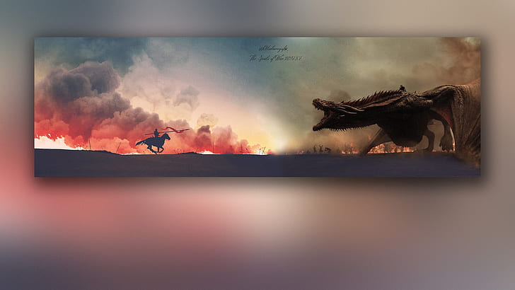 dragon and horse wall decor, Game of Thrones, Daenerys Targaryen, HD wallpaper