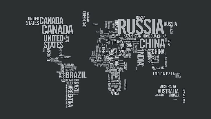 continents, map, text, countries, HD wallpaper