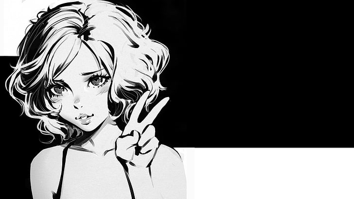 anime, anime girls, Ilya Kuvshinov, monochrome, drawing, portrait, HD wallpaper