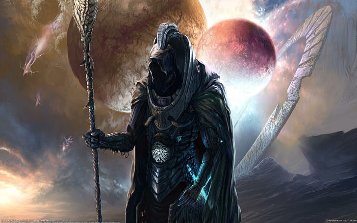 Dark Sorcerer, character holding scepter, picture, fantasy, 201-2, HD wallpaper