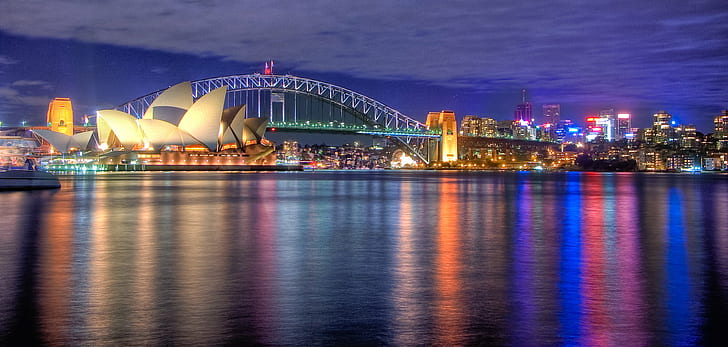 The Opera House during night, sydney opera house, sydney, australia, sydney opera house, sydney, australia, HD wallpaper