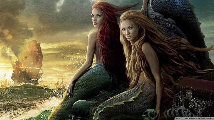two mermaids beside ocean digital wallpaper, movies, Pirates of the Caribbean: On Stranger Tides