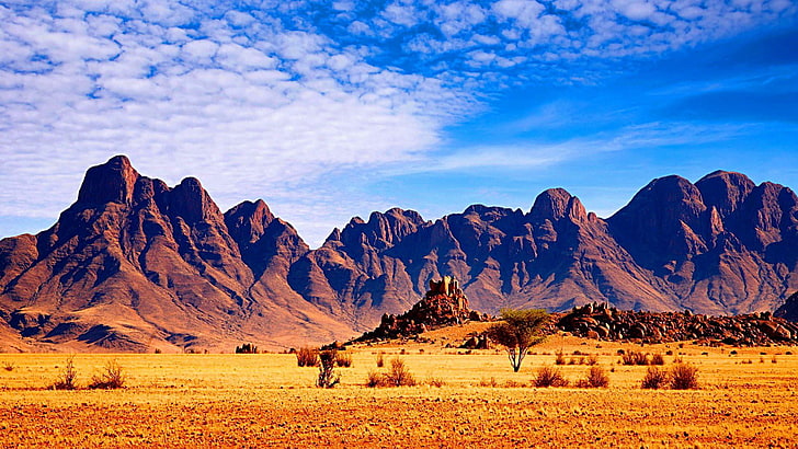 african, savanna, desert, mountains, environment, landscape, HD wallpaper