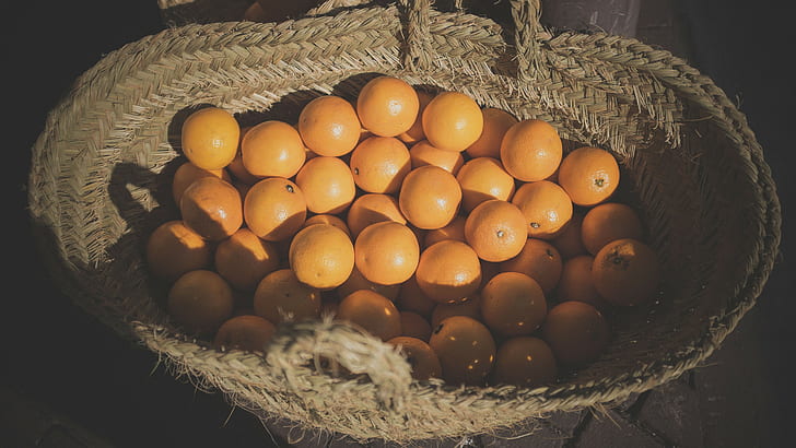 baskets, orange (fruit), HD wallpaper