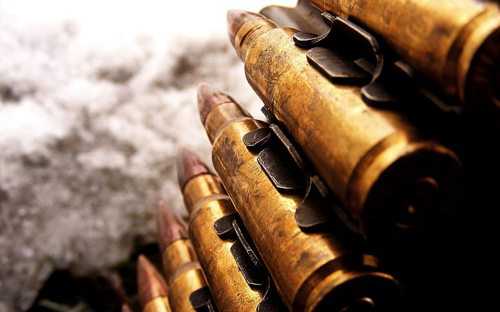 Ammunition, brass bullets, war, guns, picture, photo, HD wallpaper