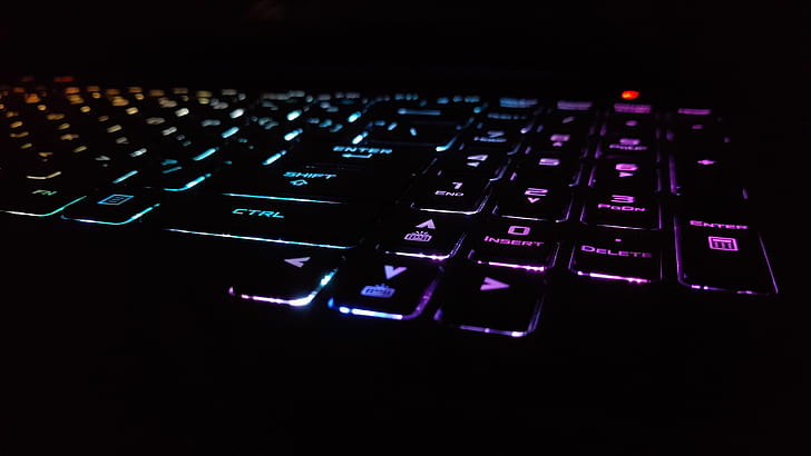 Republic of Gamers, laptop, technology, keyboards, RGB, backlit, HD wallpaper