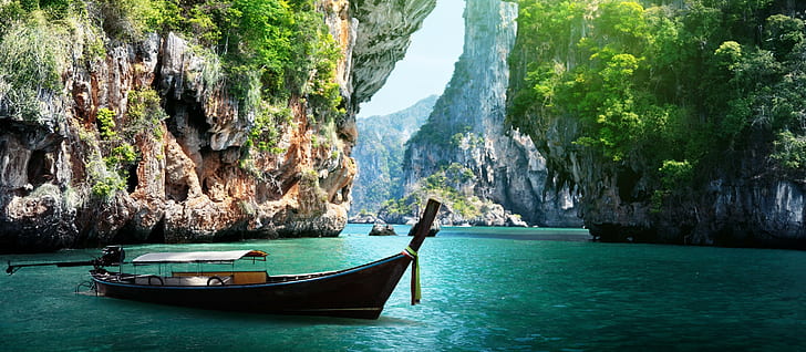vacation, boat, rocks, relaxing, ship, Thailand, island, sea