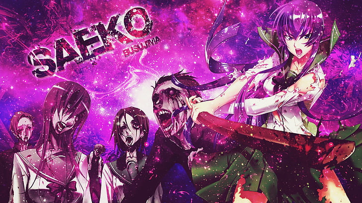 Anime, Highschool Of The Dead, Saeko Busujima, night, multi colored, HD wallpaper