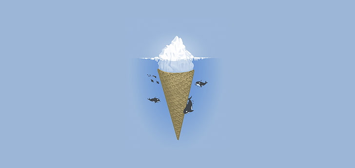 ice cream-themed clip art, minimalism, orca, studio shot, indoors