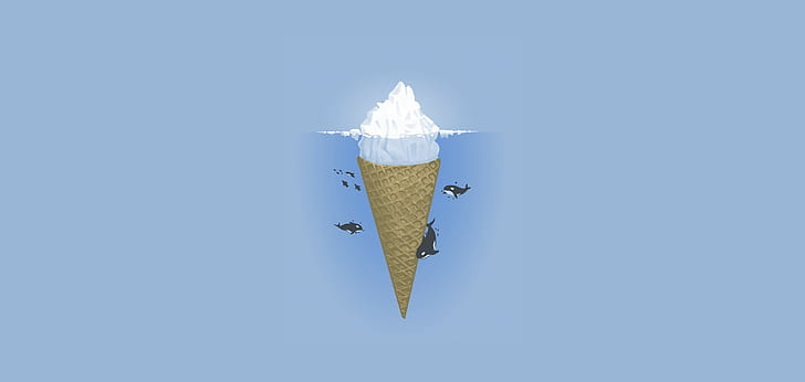 minimalism, orca, ice cream, HD wallpaper