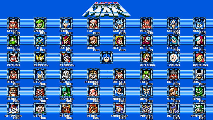 Mega Man, Air Man (Mega Man), Blizzard Man (Mega Man), Bomb Man (Mega Man)
