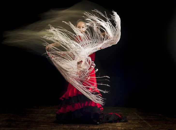 Flamenco Dance, women's pink and black gown, Music, Artificial, HD wallpaper