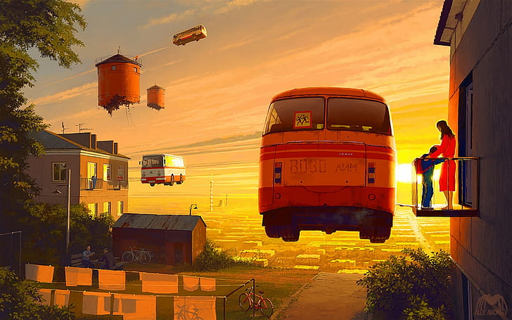 Alexey Andreev, artwork, concept art, surreal, vehicle, cityscape