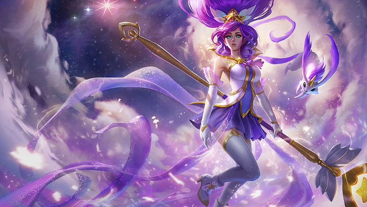 Summoner's Rift, Janna (League of Legends), purple dresses, HD wallpaper