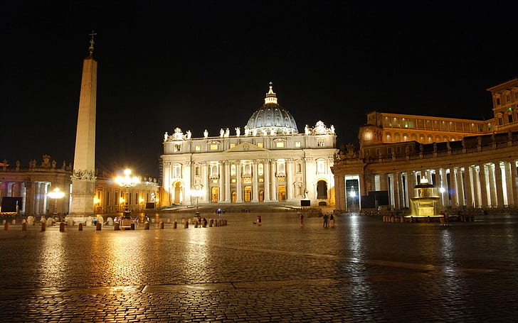 Piazza San Pietro During The Night, travel and world, HD wallpaper