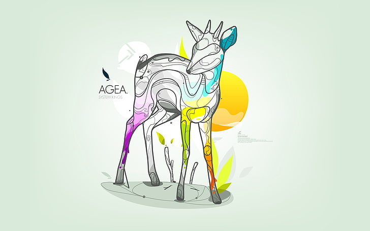 deer illustration, artwork, geometry, nature, colorful, digital art