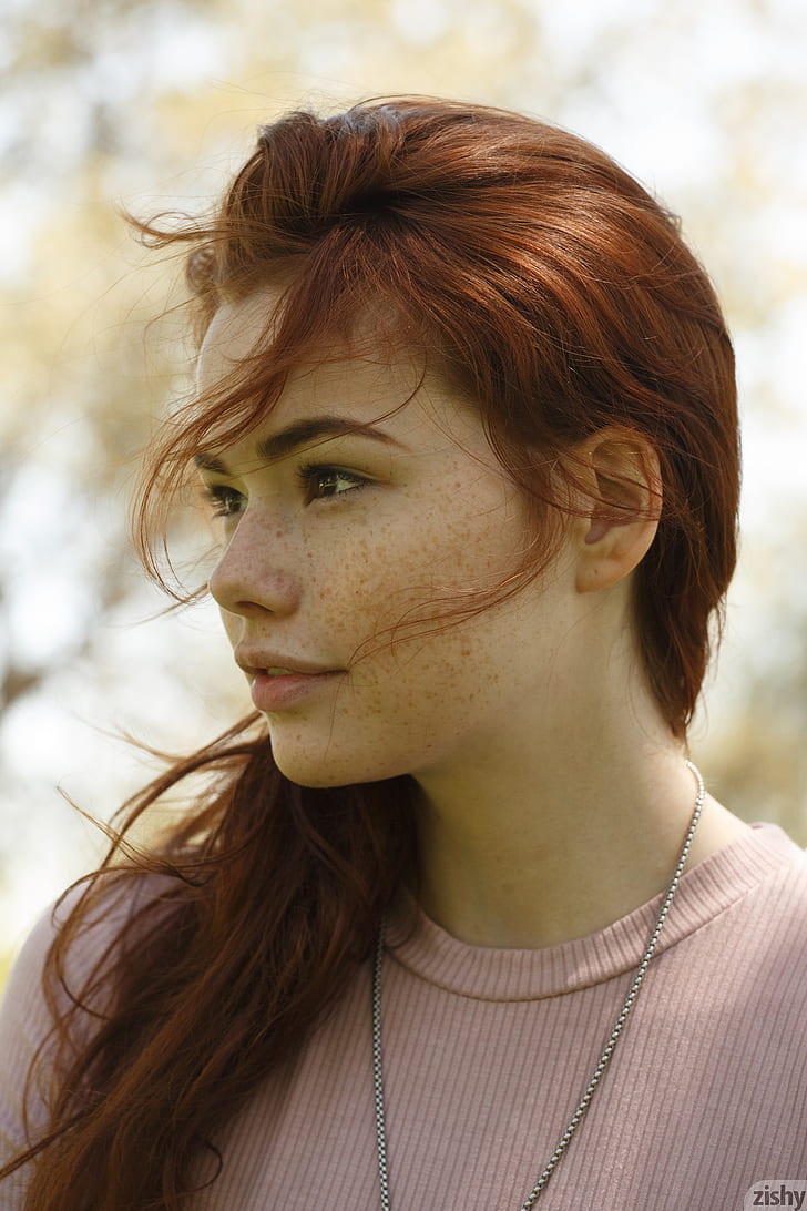 Sabrina Lynn, redhead, portrait, women, zishy, HD wallpaper