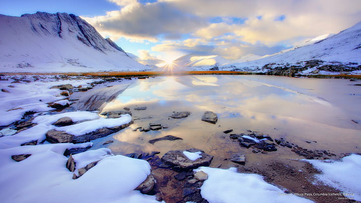 Sunburst, Wilcox Pass, Columbia Icefields, Alberta, Winter, HD wallpaper